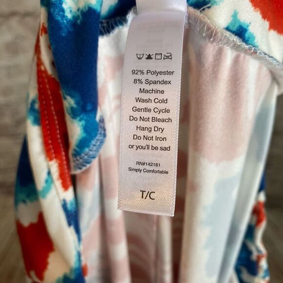 LuLaRoe TC Tall Curvy Patriotic Tie Dye Stars Red White Blue Leggings NWOT NEW - Picture 6 of 6